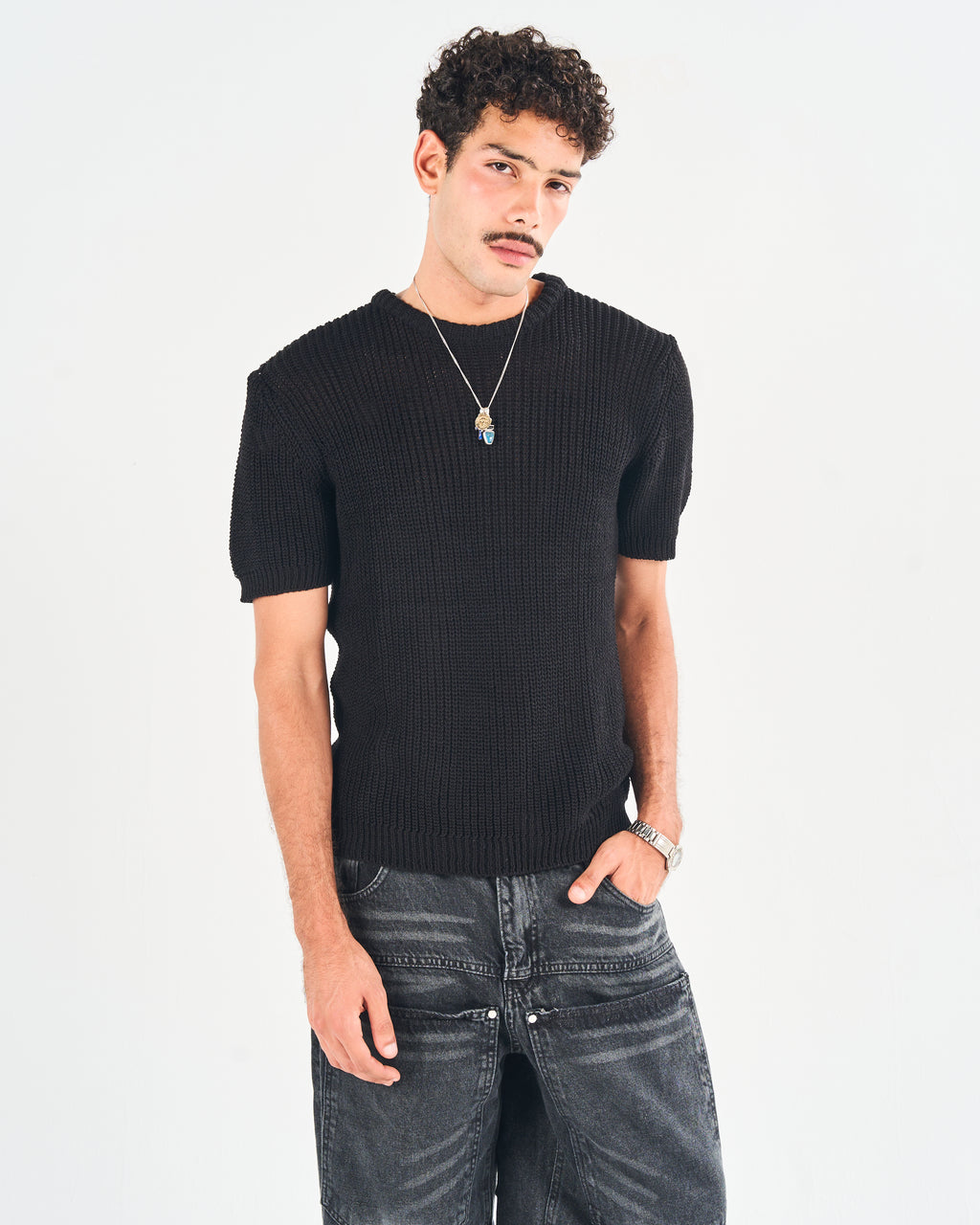 Two toned knitted tee