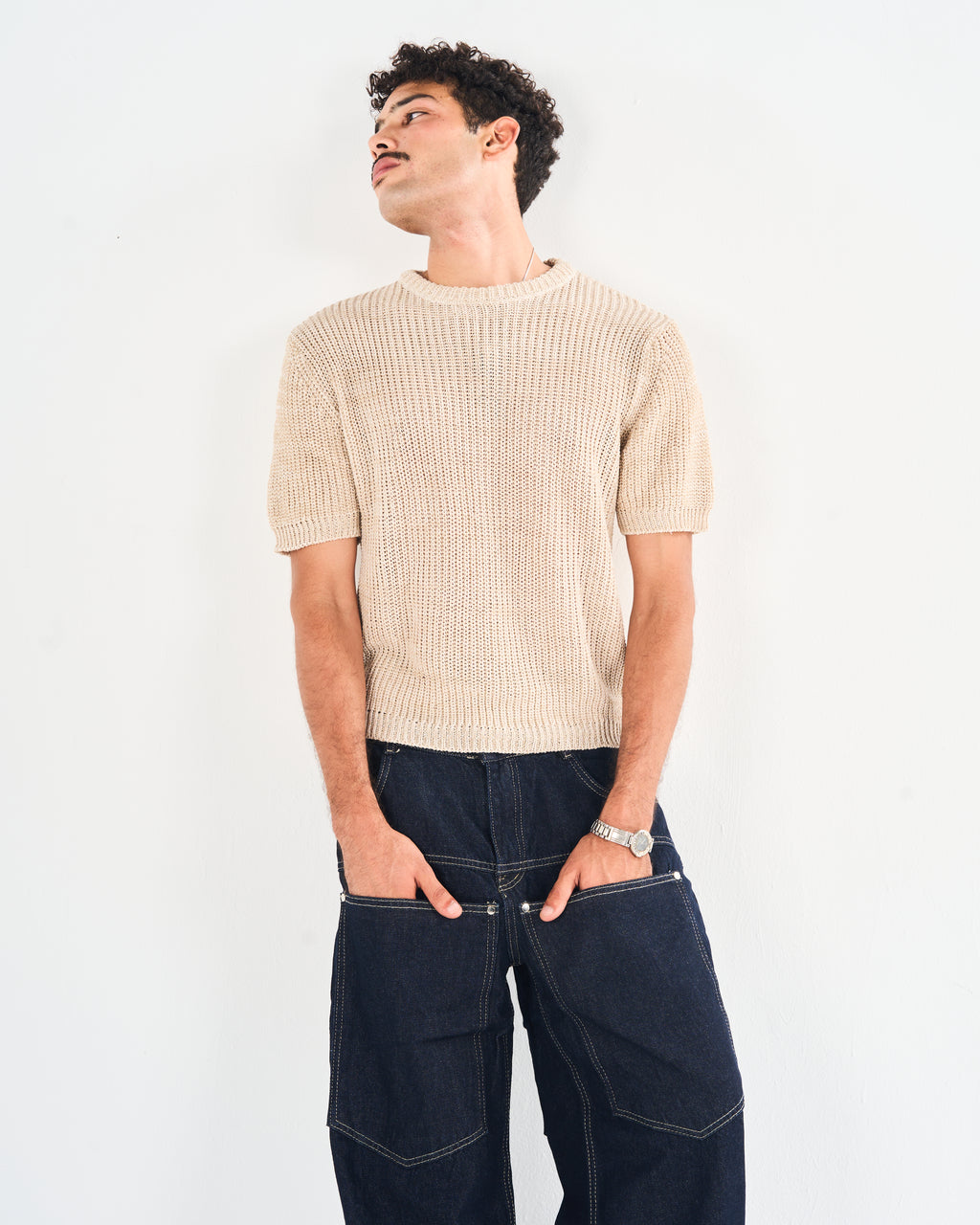 Two toned knitted tee