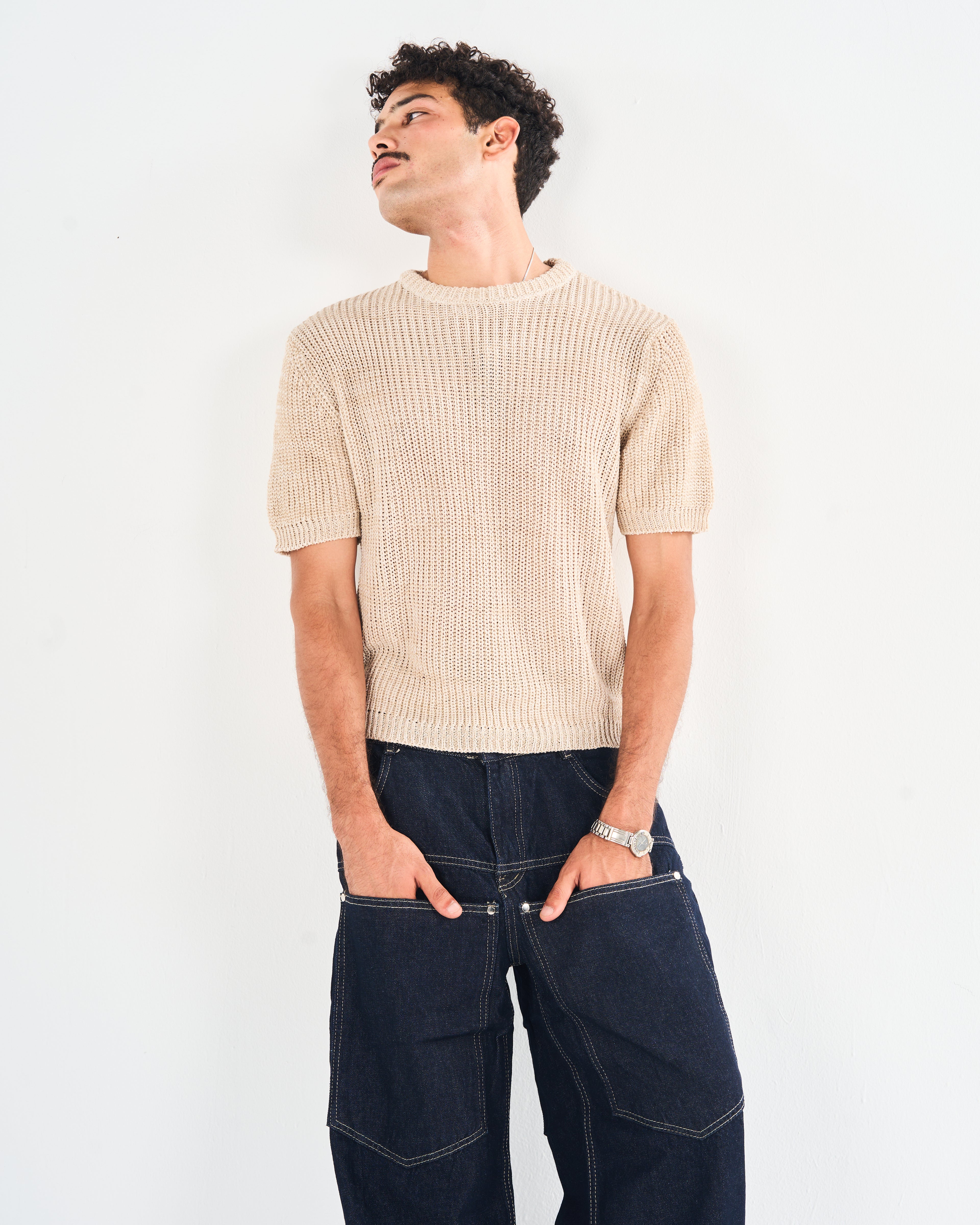 Two toned knitted tee